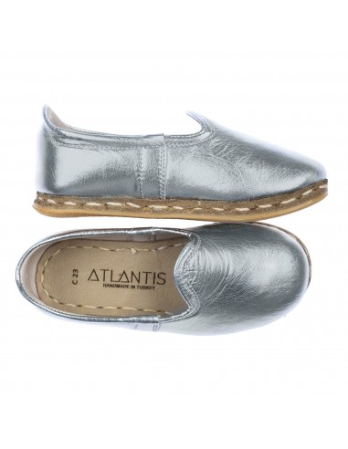 Kids Silver Leather Shoes 2023