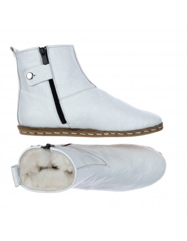 Men's White Shearling Boots brillant des détails fins